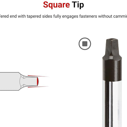 TEKTON Square Hard Handle Black Oxide Blade Screwdriver Set, 3-Piece (S1-S3) | DSQ91007 | Made in USA