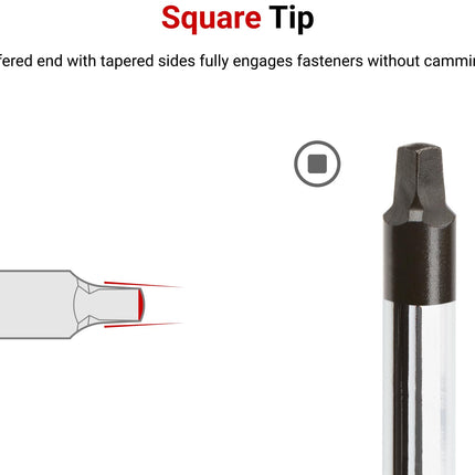 TEKTON Square Hard Handle Black Oxide Blade Screwdriver Set, 3-Piece (S1-S3) | DSQ91007 | Made in USA