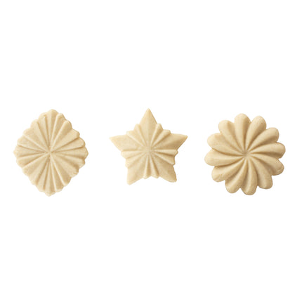 Nordic Ware Sellos de galletas plisados ​​bonitos, aluminio fundido plateado con mangos de madera, gris, 3 piezas