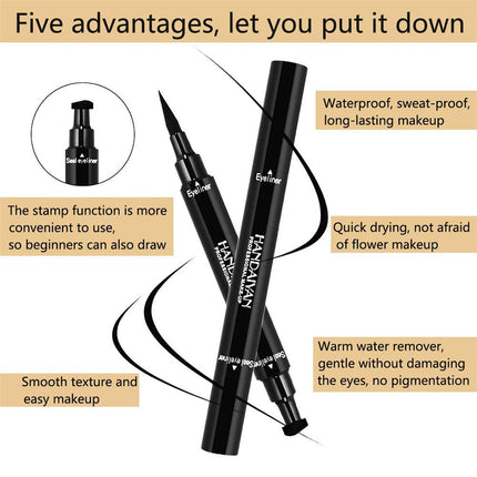 BONNIESTORE 2 Pack Dual-ended Winged Eyeliner Stamp, Waterproof Black Seal Pencil Long Lasting Wing Makeup Eye Liner Pen - 2 PACK