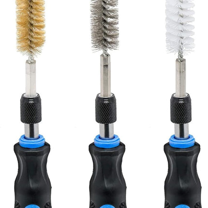 NEIKO 00325A Wire Brush Drill Attachments with 1/4-Inch Hex Shank, SAE and MM Brushes Assortment, Mountable on Power Drill or Die Grinder, 38-Piece Set