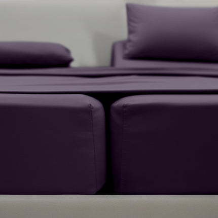 Elegant Comfort Luxurious 1500 Premium Hotel Quality Microfiber Three Line Embroidered Softest 5-Piece Bed Sheet Set, Wrinkle and Fade Resistant, Split King, Purple