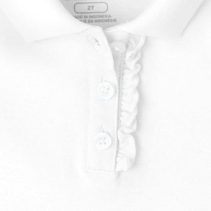 The Children's Place Polo piqué à manches courtes avec volants pour bébé fille et petite fille, Tidal/Blanc, 3T