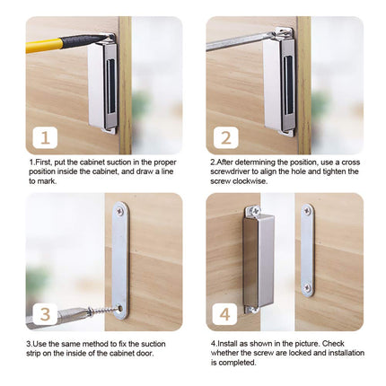 Moosike Cabinet Magnets 30lb Stainless Steel Magnetic Door Catch with Strong Magnetic for Kitchen Cupboard Wardrobe Closet Cabinet Door Drawer Latch(2.1"(Silver 12 Pack)