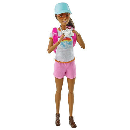 Barbie Doll, Kids Toys, Brunette Doll with Puppy, Barbie Sets, Hiking Day, Self-Care Series, Backpack Pet Carrier, Camera and More, HNC39