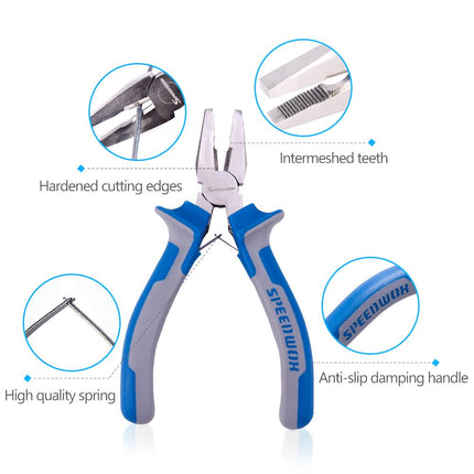 SPEEDWOX Micro Linemans Pliers Mini Combination Pliers 5 inch Small Wire Cutters for Jewelry Making Precision Fine Pliers Serrated Jaw Craft Hand Tools with Spring Chrome Vanadium Steel