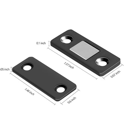 Mousike Magnetic Door Catch Ultra Thin Cabinet Magnets Stainless Steel Drawer Magnet Catch for Sliding Door Closure Kitchen Cabinet Cupboard Closet Closer (Black-16Pack)
