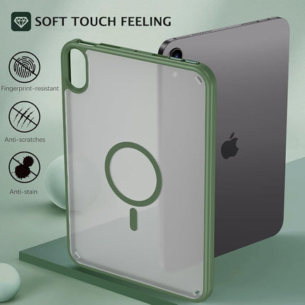 Telaso for iPad mini 7 A17 Pro 2024/iPad Mini 6 2021 8.3 Inch iPad mini 7th/6th Gen Magnetic Case, Translucent Matte Back Soft TPU Bumper Military Grade Protective Case for iPad mini 7/Mini 6, Green