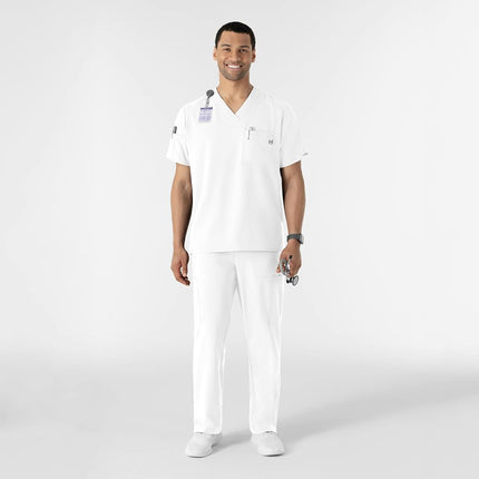 WonderWink Men's V-Neck Top, White, 3-XLarge
