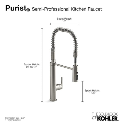 Kohler 24982-CP Purist Kitchen Sink Faucet, Polished Chrome