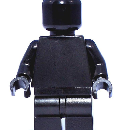 Minifigure LEGO corps uni monochrome entièrement noir : tête, torse, bras, mains, jambes