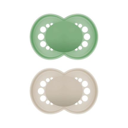 MAM Original Latex Pacifiers, Binky Pacifier for 6-16 Months, Natural Rubber Nipple, Made from Bio-Circular Materials, Easy to Clean, with Sterilizer Case, 2 Count Binkies