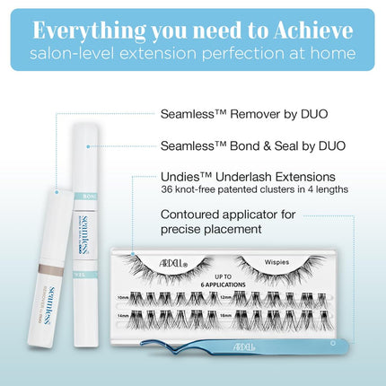 Ardell Seamless Underlash Extensions Wispies Kit, 36 Assorted Lengths, Customizable DIY Lash Clusters, Includes Bond & Seal, Remover, Applicator