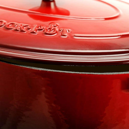 Olla holandesa ovalada de hierro fundido esmaltado Crock-Pot Artisan, 6.6 litros, rojo escarlata