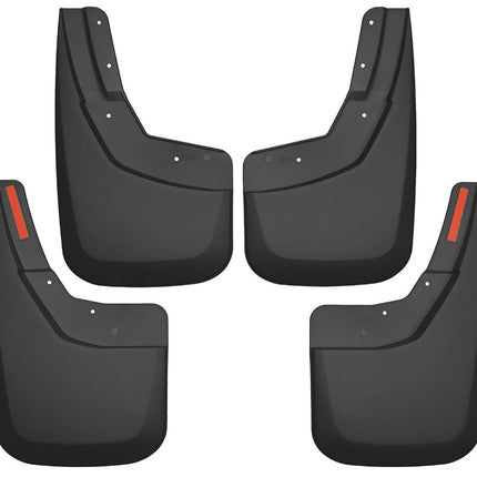 Husky Liners - 56886 Fits 2014-18 Chevrolet Silveado 1500, 2019 Chevrolet Silverado 1500 LD, 2015-19 Chevrolet Silverado 2500/3500 - SINGLE REAR WHEELS Custom Front and Rear Mud Guard Set Black