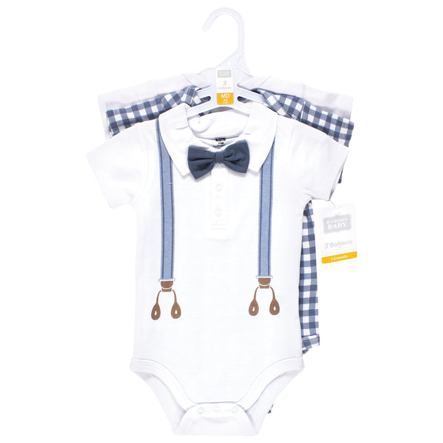 Hudson Baby Bodysuits de Algodón Unisex para Bebé, Tirantes de Oso Caballero, 18-24 Meses