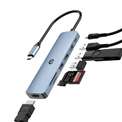 USB C Hub, Tymyp 7 in 1 USB Adapter Featuring 4K H