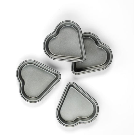 Cuisinart Juego de Mini Moldes de Corazón de 4 Piezas, Pequeño, Negro