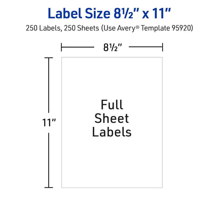 Avery Shipping Address Labels, Laser & Inkjet Printers, 250 Labels, Full Sheet Labels, Permanent Adhesive (95920)