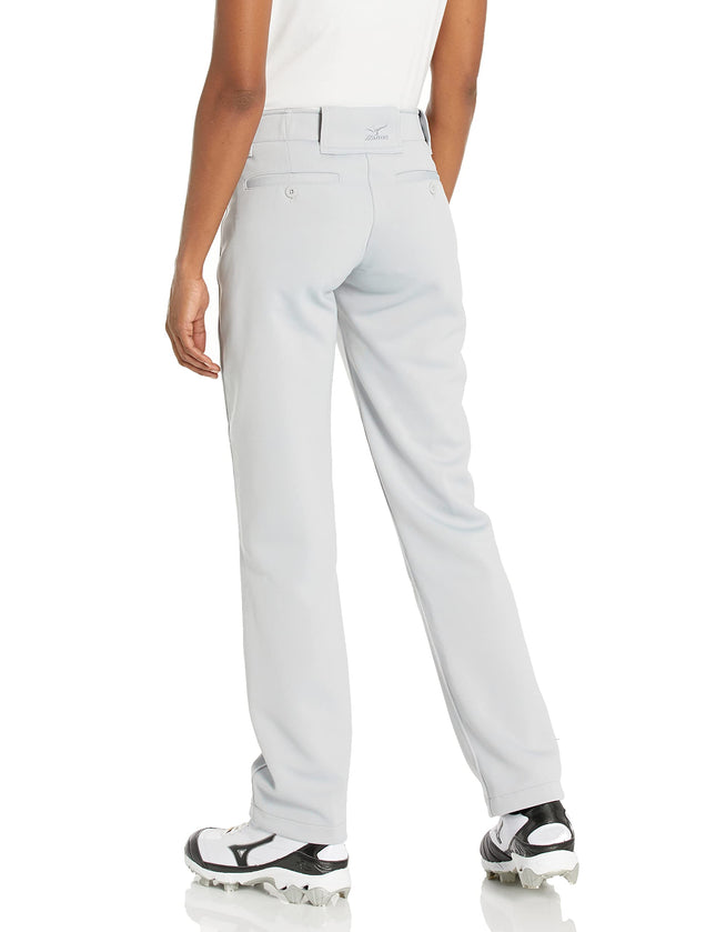 Mizuno Women's Full Length Fastpitch Softball Pant with Hemmed Open Bottom, Grey, X-Small