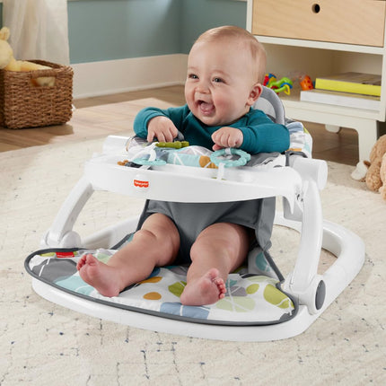 Fisher-Price Portable Baby Chair Sit-Me-Up Floor Seat with Snack Tray, Newborn Sensory Activity Toys & Plush Cute Sloth Washable Pad