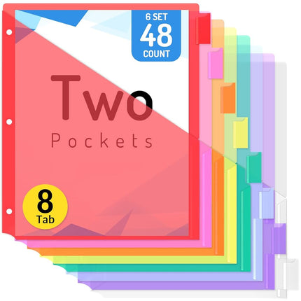 Forvencer 48 Count Dividers with 2 Pockets,8 tabs 