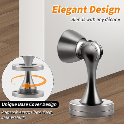 KOLAKO Door Stoppers, Magnetic Door Stops, Wall Floor Mount Heavy Duty Magnet Door Holder Soft Catch, Magnetic Doorstop for Bottom of Doors