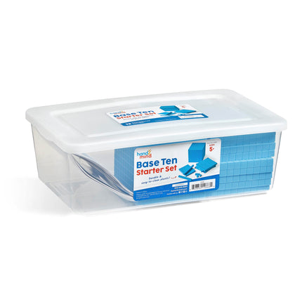 hand2mind Blue Plastic Base Ten Blocks Complete Set, Place Value Blocks, Counting Cubes for Kids Math, Base 10 Math Manipulatives for Kids, Kindergarten Homeschool Supplies (Set of 161)