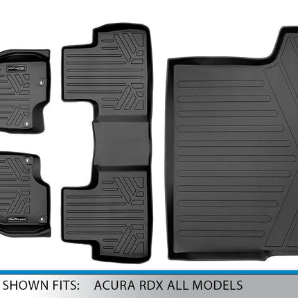 SMARTLINER Custom Fit Floor Mats 2 Rows and Cargo Liner Trunk Set Black for 2019 Acura RDX All Models