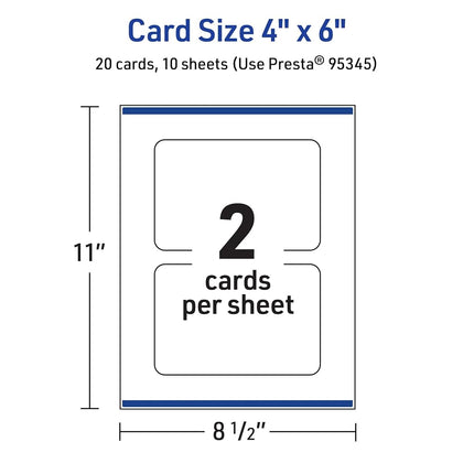Avery Printable Rectangle Cards with Rounded Corners, Sure Feed Technology, 4" x 6", Matte White Cardstock, Print-to-the-Edge, Laser/Inkjet, 20 Total, Great for Postcards and Thank You Cards