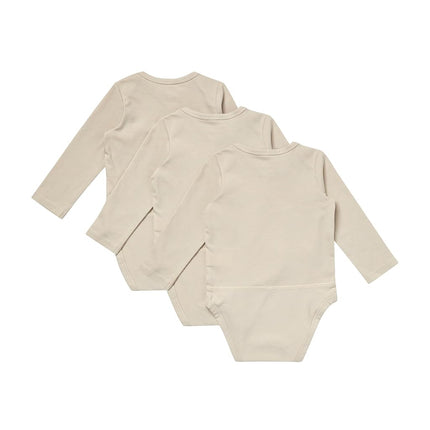 Hanes Lot de 3 bodys à manches longues unisexe Pure Comfort pour bébé, bébés garçons et filles, beige, 24 MOIS