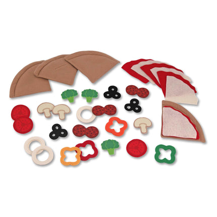 Melissa & Doug Juego de comida de fieltro de pizza para mezclar y combinar - Juego de pizza de fieltro de 42 piezas para la cocina de los niños, juguete de simulación para niños pequeños y niños de 2 años en adelante