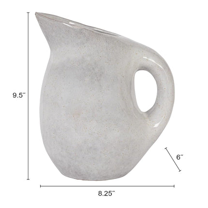Bloomingville Neutral Reactive Glaze Stoneware Pitcher, 9.5", Bone