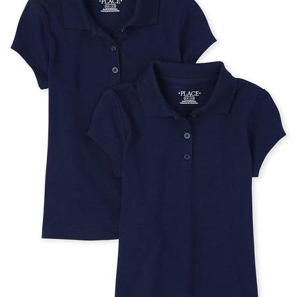 The Children's Place Girls' Multipack Short Sleeve Soft Jersey Knit Polos, Tidal 2-pack, X-Small