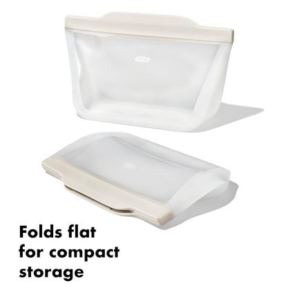 OXO Good Grips Silicone Reusable Stand-Up Bag, 946 mL, Oat