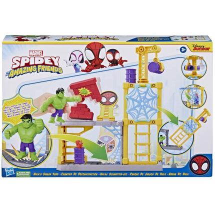 Hasbro Marvel Spidey and His Amazing Friends Hulk’s Smash Yard Pre-school Toy, Hulk Playset for Children Aged 3 and Up, Multicolor, One Size (F3717)