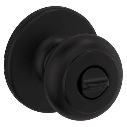 Kwikset Cove Interior Privacy Door Knob with Lock, Door Handle for Bathroom and Bedroom, Matte Black Keyless Turn Lock Doorknob