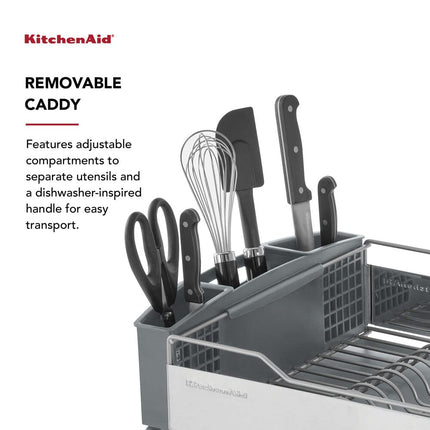 KitchenAid KNS896BXGRA Escurridor de platos de tamaño completo, acero inoxidable, gris claro