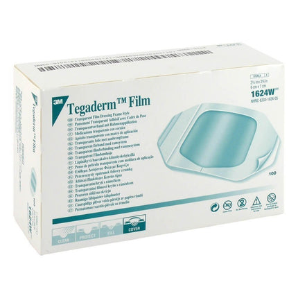 3M Tegaderm 1624W Transparent Film Dressing 2 3/8" x 2 3/4" - Window Frame Box: 100