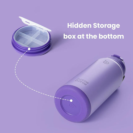 BOTTLE BOTTLE Insulated Water Bottle 950ml(32oz) Stainless Steel Sports Water Bottles with Straw Dual-use Lid Drink Flask Design for Gym with Pill Box (Purple)