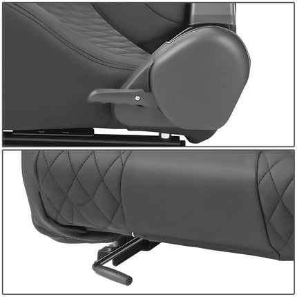 DNA MOTORING Par de asientos de carreras reclinables universales con deslizadores, 20.5" An. X 21" Pr. X 37" Al., Negro, RS-JBR-011-BK-BK