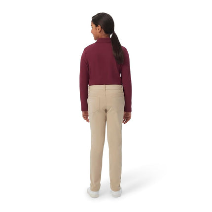 French Toast Girls' Stretch Skinny 5 Pocket Knit Pant, Khaki, 12 Plus