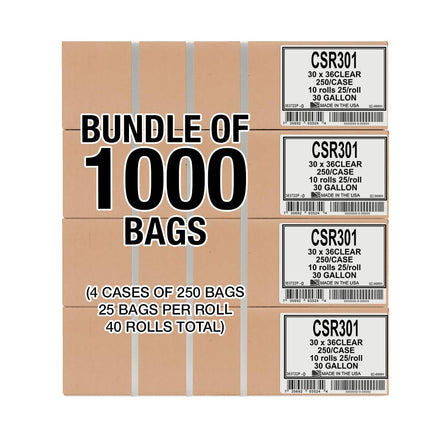 Aluf Plastics 20-30 Gallon Clear Trash Bags - (Huge 1000 Pack) - 30" x 36" - 1.2 MIL (Equivalent) - Heavy Duty Industrial Liners Clear Garbage Bags for Recycling, Contractors, Storage, Outdoor