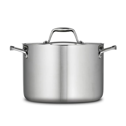 Tramontina Signature Tri-Ply Clad Stainless Steel 8-Quart Stock Pot with Lid, Induction-Ready Pasta Pot, Dishwasher-Safe, NSF-Certified, Made in Brazil