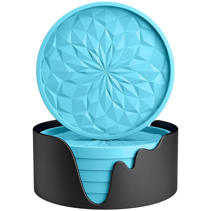 ME.Fan Silicone Coasters with Holder,[6 Pack] Drin