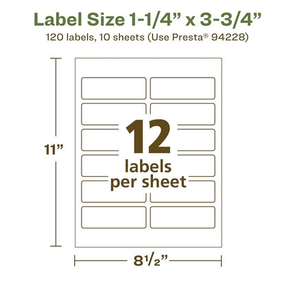 Avery EcoFriendly Matte White Recycled Rectangle Labels, 1.25" x 3.75", Print-to-The-Edge, Matte White Labels, Permanent Adhesive, Laser/Inkjet Printable, 120 Total