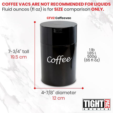 Coffeevac 1LB – Patented Airtight Container | Multi-use Vacuum Container Works as Smell Proof Containers for Ground Coffee and Coffee Bean Containers. Black with Logo