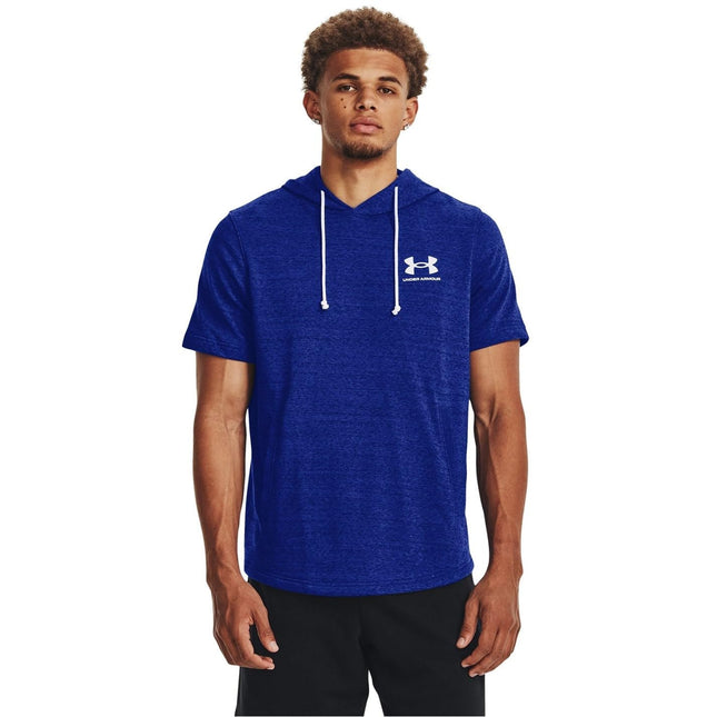 Under Armour Men's Rival Terry Short-Sleeve Hoodie, (401) Royal / / Onyx White, Small