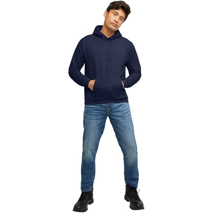 Hanes ComfortBlend EcoSmart Hoodie, Midweight Fleece, Pullover Hooded Sweatshirt for Men, Heather Navy, 2X Large