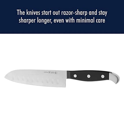 J.A. Henckels International Statement Hollow Edge Santoku Knife, 5-inch, Black/Stainless Steel